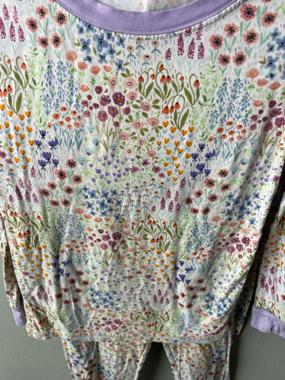 Little Sleepies Flower Fields Bamboo Purple Multi-Color Two Piece Pajama Set - Picture 3 of 6